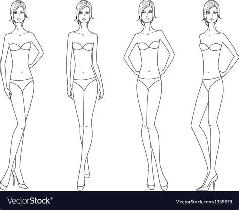 Learn how to draw fashion figure pictures using these outlines or print just for coloring. Women fashion figure Royalty Free Vector Image