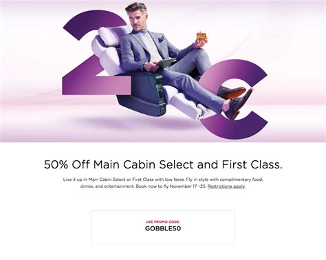 Virgin america main cabin select. 50% Off Main Cabin Select and First Class Virgin America ...