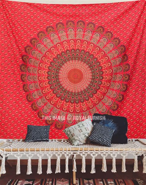 Buy mandala tapestry tapestries, indian tapestry, hippie tapestry, indian wall hanging, indian bedspread, bohemian tapestry, mandala dorm decor: Red Floral Indian Mandala Dorm Decor Tapestry Wall Hanging ...