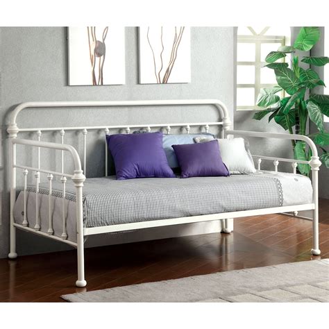 Wood and metal nightstand yellow and gray bedding wood and metal headboard wood bunk bed with desk wood bathroom shelf with towel bar yellow and gray comforter x rocker gaming chair wooden daybed with trundle. Furniture of America Beaumont Contemporary Metal Daybed ...