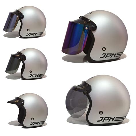 Selain pet helm, anda juga dapat membeli aksesoris motor lainnya untuk melengkapi helm retro bogo seperti kancing. Helm Bogo Retro Jpn Silver Doff Flat Visor Kaca Datar ...