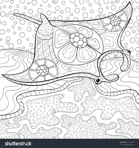 You can grab the free coloring page of this piece over here: Stylized cute stingray swimming among underwater ...