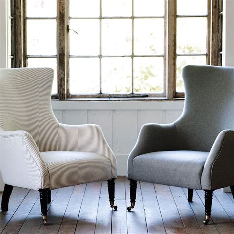 Get it as soon as sat, mar 13. Bromley Wing Back Chair, Grey Ticking Stripe | Wingback ...