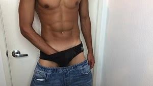 Fitness Latin Male Bathroom Masturbation, six Pack, Latino