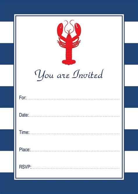 The result is succulent, perfectly cooked lobster meat. Navy Stripes Lobster Dinner Party Fill-in Invitations