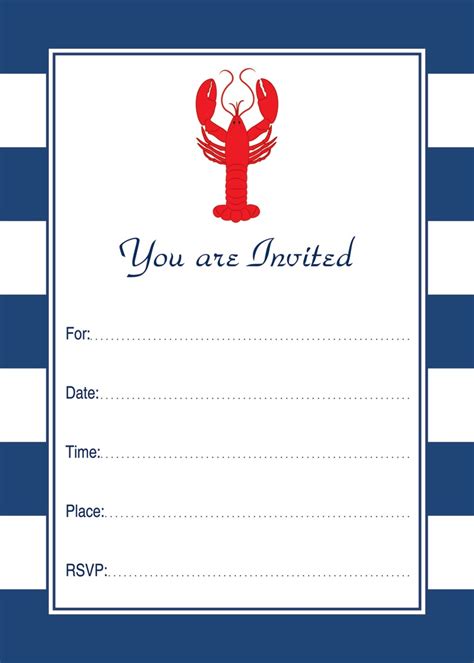 Mini fillo shells or won tons. Navy Stripes Lobster Dinner Party Fill-in Invitations