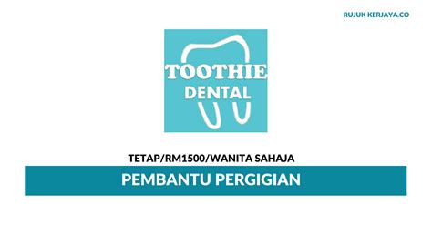 Temukan berbagai jenis perawatan gigi mulai dari scaling (pembersihan gigi), tambal gigi, pasang behel (kawat gigi), veneer, operasi gigi bungsu, whitening (pemutihan gigi) dari klinik dengan fasilitas lengkap dan dokter gigi berpengalaman. Jawatan Kosong Terkini Pembantu Klinik Gigi Toothie Dental ...