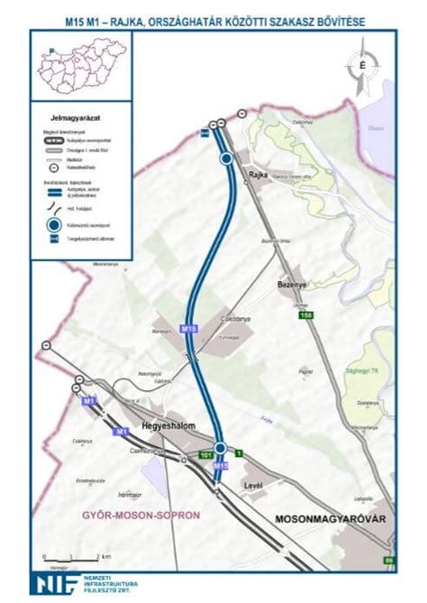 Magyarország térkép, az autópálya útvonalak és az autópályát elkerülő utakkal. Autópályává bővítik az M15-öst Rajka és Hegyeshalom között ...