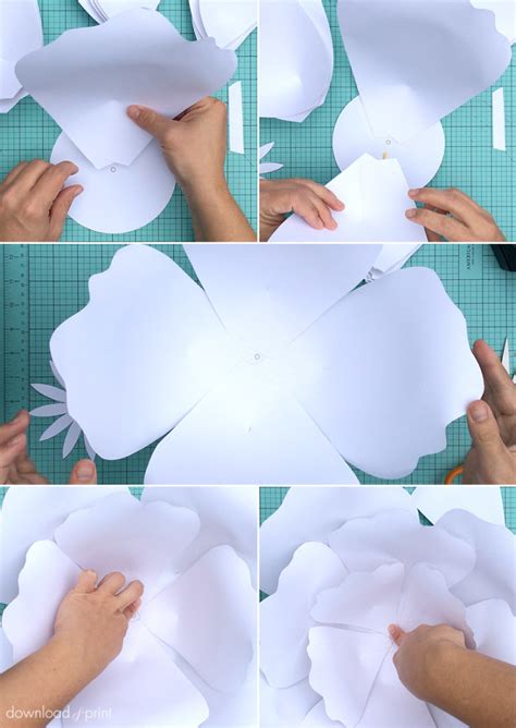 Grab this pattern for free printable paper flowers. How to make giant paper roses plus a free petal template