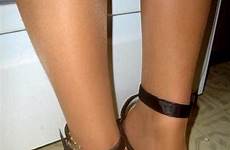 heels nylon high strappy sexy pantyhose feet sandals nylons toes hot stockings tan sandal suntan stiletto legs hose pumps open