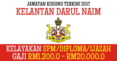 Iklan jawatan kosong terkini dan terbaru dari pelbagai agensi kerajaan dan swasta tahun 2016 dan tahun 2017. JAWATAN KOSONG 2017 NEGERI KELANTAN DARUL NAIM - KELAYAKAN ...