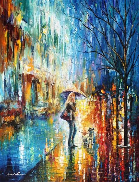 Gorgeous milf beauty rides younger cock. Stroll With A Friend — Palette Knife Cityscape Rain Scene ...