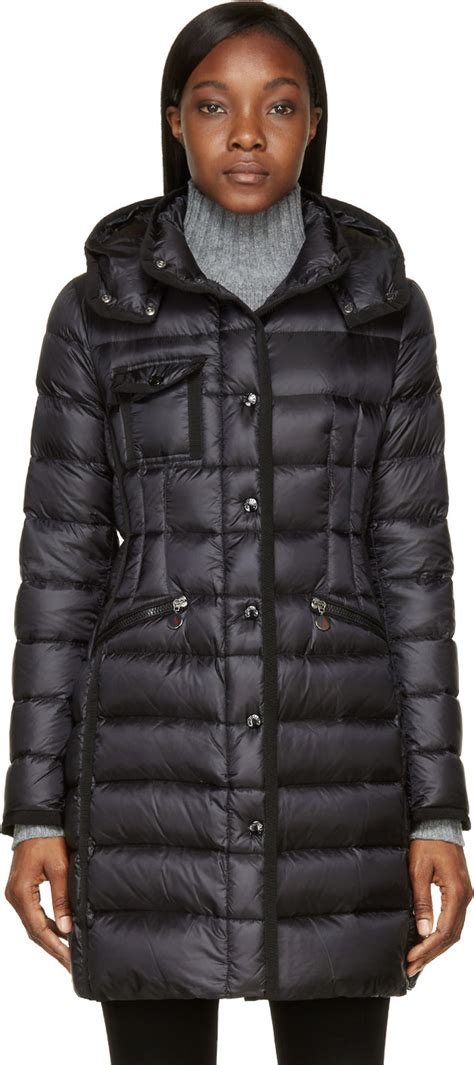 Download Moncler Black Nylon Matte Hermine Coat - Lyst