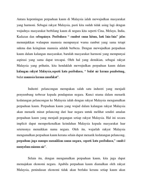 Perpaduan adalah asas kepada pembinaan negara bangsa dan harus dipupuk amalannya dalam masyarakat berbilang kaum di malaysia.konsep 1malaysia merupakan salah satu gagasan yang dicetuskan perdana menteri, dato‟ sri mohd najib tun razak bagi memupuk perpaduan dalam kalangan rakyat malaysia Kepentingan Perpaduan Kaum Di Malaysia Ialah Mewujudkan ...