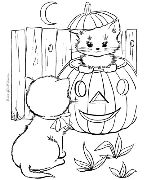 Halloween coloring page with few details for kids. Koty - k/kot - kolorowanka (42).gif - Kolorowanki do druku