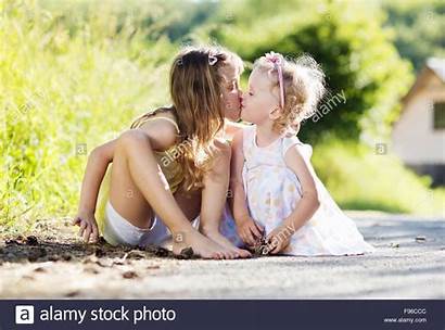 Kissing Sisters Sittting Nature Alamy Angels Footage