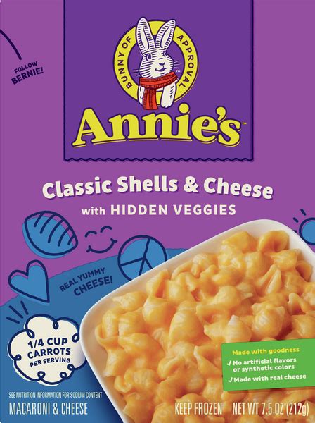 Once the product's barcode is scanned successfully, detailed information will appear on your screen, including a list of ingredients, nutrition information, and any digital coupons currently available. Annie Mac and Cheese Classic Shells & Cheese | Hy-Vee ...