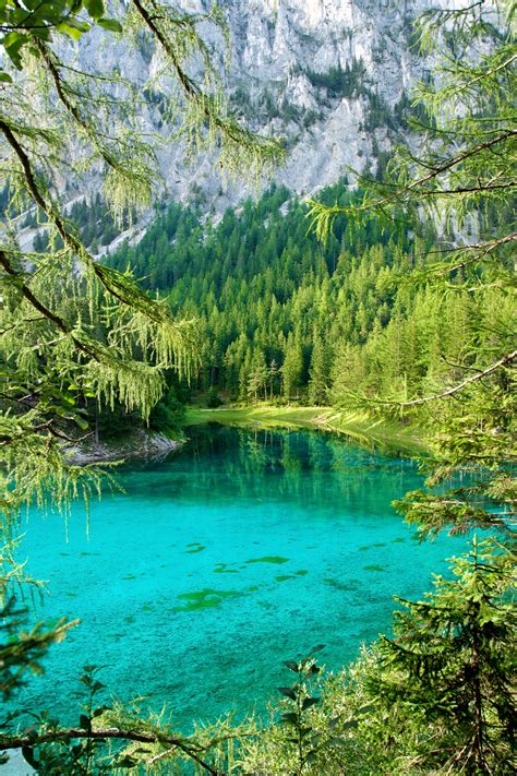 Foto über abstrakte grüne flüssigkeit in einem kreis mit tautropfen auf einem weißen hintergrund. Grüner See • See » outdooractive.com