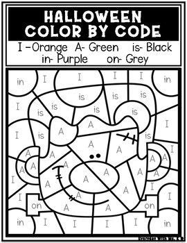 Kids follow the color key and color in the pictures by sight words. Halloween Color By Code Color Me Spooky Coloring Pages ...