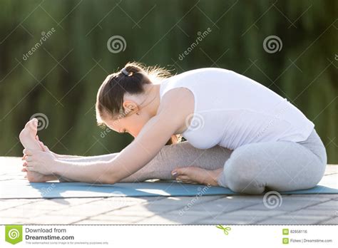 In this supported headstand yoga pose, body stays inverted and body weight balanced on forearms. Janu Sirsasana pose stock photo. Image of active, posture - 82858116