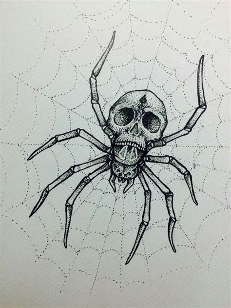 As the eggs hatch, around 168 to 365 very tiny baby spiders come out and ride on the back of their mother. Spider skull dot artwork design by SkinArt906 | Web tattoo ...