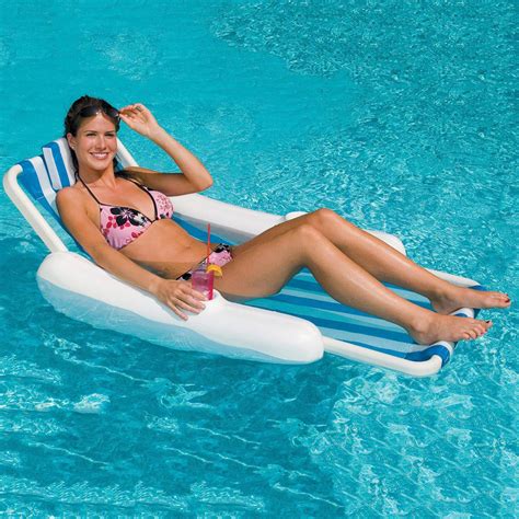 Float lounge water bed swimming pool folding adjustable with backrest entertainment safe inflatable hammock chair air mattress. Ocean Blue Tranquility Lounger | Pool Lounge Chairs ...