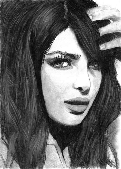 Indian athlete track & field. Portrait Priyanka Chopra Sketch - Priyanka Chopra Age