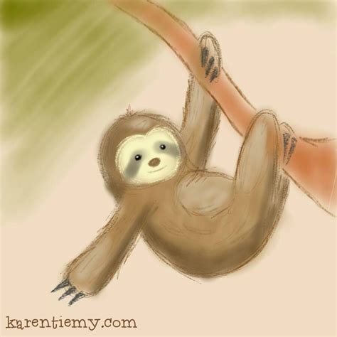 100 drawing tutorials (animals, people, pets, celebs, flowers, food sloth karen tiemy cute animal drawing kawaii illustration cartoon digital sketches 2 | Cute ...