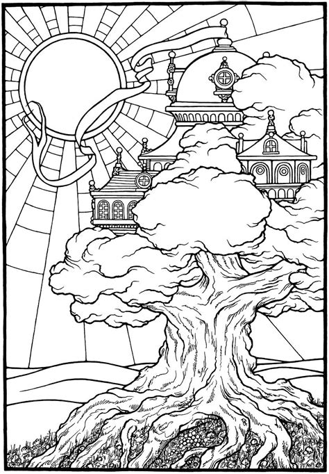 Here is 8th book of. "Tree Castle," from the coloring book, EQUINOX. | Coloring ...