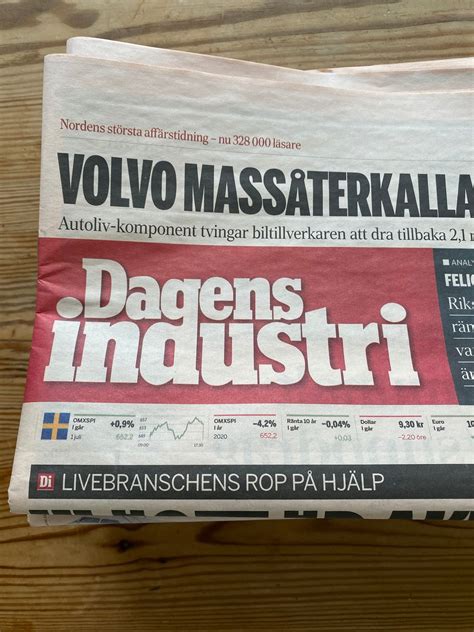 Dagens industri (di) is a financial newspaper in tabloid format published in stockholm, sweden. Dagens industri, DI weekend 24/6-2/7 (406718531) ᐈ Köp på ...