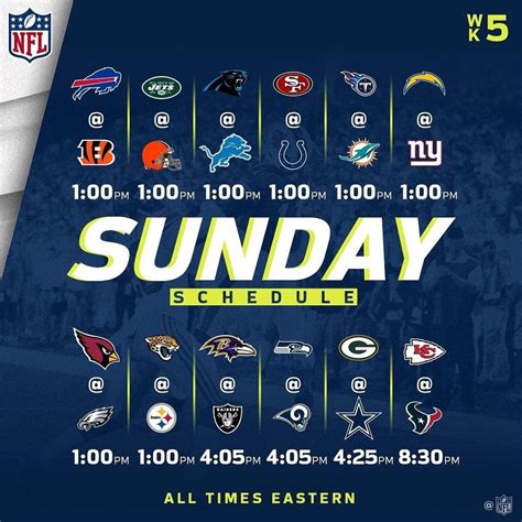 Nfl sunday ticket isn't limited to those with directv. Week 5 NFL Sunday Schedule via IG:nfl | The Football Chick