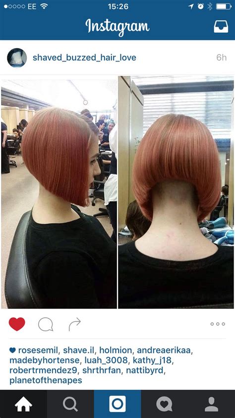 Buzzed nape bob haircut involve some pictures that related one another. Awesome arch on this buzzed nape Bob! | Cool hairstyles ...