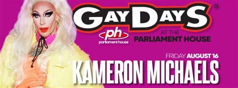 The location welcomes visitors with a neon sign out front declaring parliament house. KAMERON MICHAELS - Gay Days Friday @ Parliament House ...