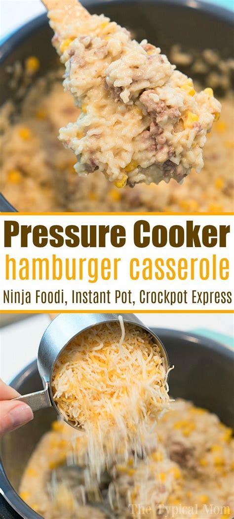 Instant Pot hamburger casserole is a cheesy rice dish with ...
