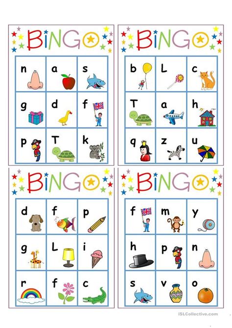 In alphabet bingo, players learn to recognize uppercase and lowercase letters by making visual or auditory matches. Alphabet bingo - English ESL Worksheets for distance ...