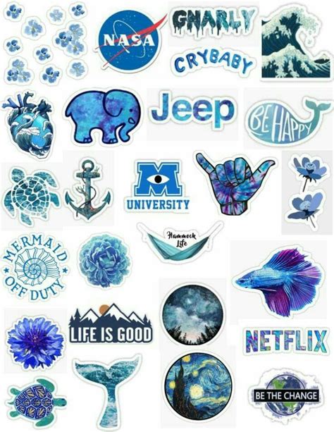 Aplikasi desain stiker berikut ini dapat anda gunakan untuk membuat stiker melalui hp android. 20+ Inspirasi Aesthetic Sticker Printable Blue - Aneka Stiker Keren