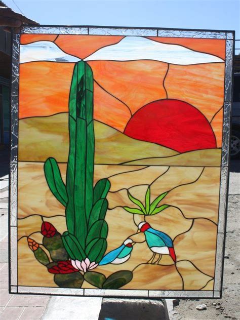 2yr · stitchlifestudio · r/embroidery. Cactus & Desert Quail Style Stained Glass Panel (We do ...