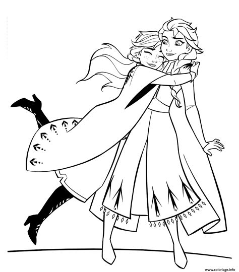 Download & print free coloring pages! Coloriage Anna et Elsa Hugging - JeColorie.com