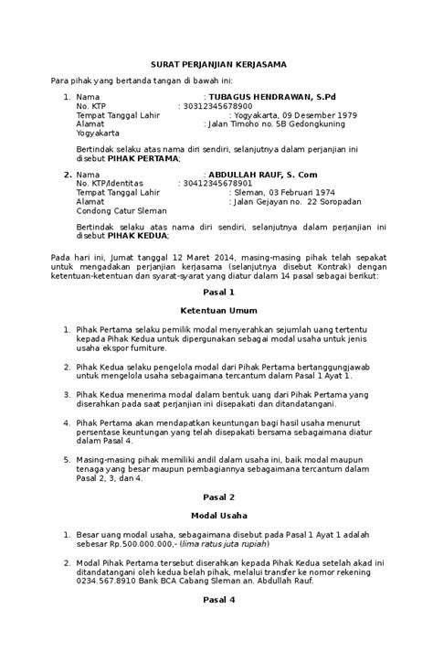 19th april 2021 11 min read. Contoh Format Surat Perjanjian Kerjasama Bagi Hasil - Guru ...