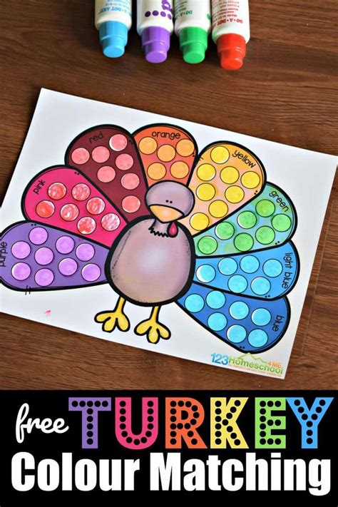 This color game for preschool and kindergarten helps young kids learn how to sort orange, blue, red, green and yellow objects. Turkey Colour Matching Game | Turkey colors, Color ...