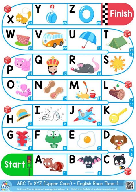 Navigate mazes, befriend unicorns, and explore while practicing numbers, letters, and more preschool skills. A-Z Upper Case Alphabet - Esl Board Game Worksheet - Free Esl - Free ...