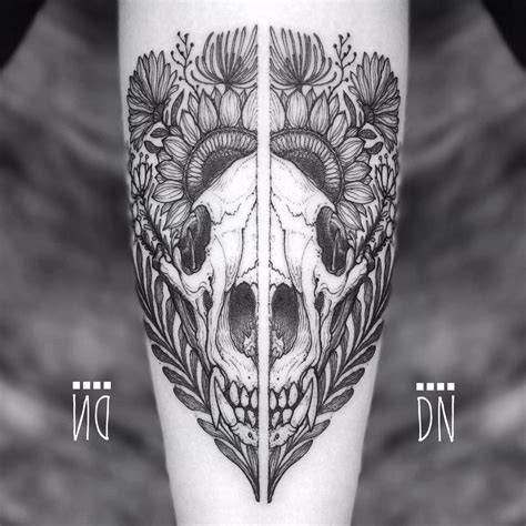 3024 x 4032 jpeg 900kb. / mirrored \\ grizzly bear skull and wild flowers, half of Kyle's tattoo. #lonewolf #mirrored # ...