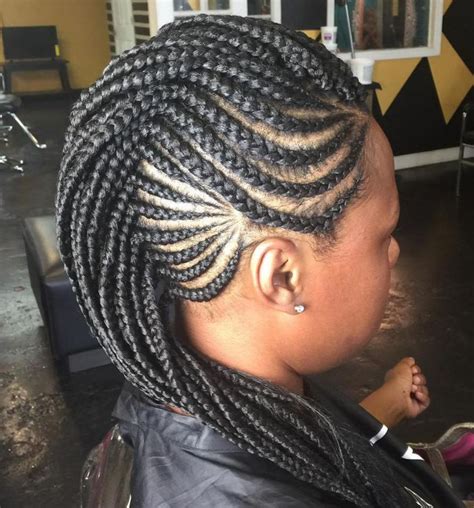 Braided mohawk hairstyle with weave lets you keep your hair and try out these gutsy styles moreover, they come in all shapes and sizes and can often be done on your own except for cornrow or box braid you'll require professional help. 70 Best Black Braided Hairstyles That Turn Heads | Braids ...