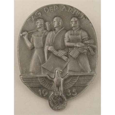 Als fachhandel kaufen wir auch ihre exponate an: ORIGINAL NAZI 1935 TAG DER ARBEIT-WORKERS DAY-SWASTIKA