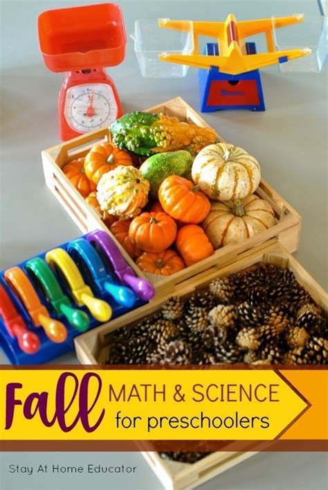 Embed concepts into everyday life with these activities for preschoolers. Fall Math and Science Center for Preschoolers - This fall ...