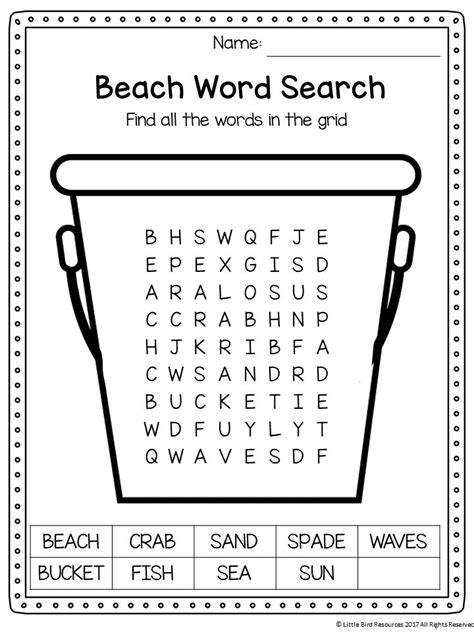 Kindergarten word search worksheets and printables that help children practice key skills. Beach Word Search - Free | Summer words, Beach words, Kids ...
