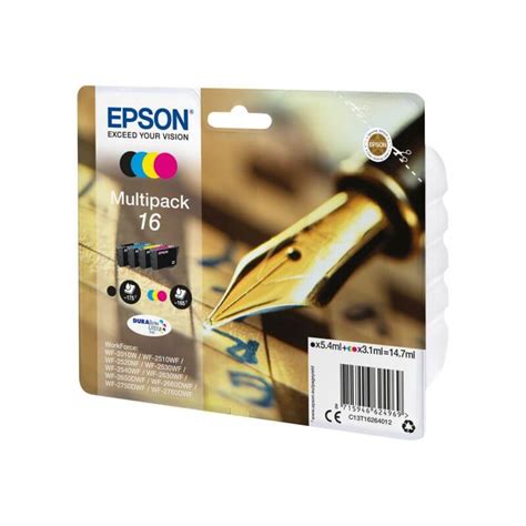 La tête d'impression de l'imprimante m'ayant lâchée alors que je venais d'acheter cette cartouche. Epson 16 Multipack - pack de 4 - noir, jaune, cyan ...