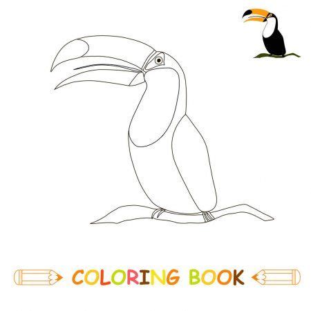 Coloring page with cute toucan. Children Coloring Page Vector Illustration Cute Toucan ...