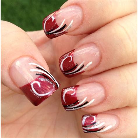It takes a lot of skill to be able to create such a stunning nail art design create your own red and black french tip similar to how you would do a typical french tip but add an addition color. Red French tip with white, black & silver designs ...