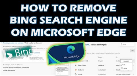 Open the control panel's programs and. How to remove Bing Search Engine on Microsoft Edge - YouTube